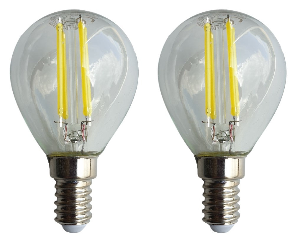 E14 ball bulb G45 2 pieces | LED 4W=40W incandescent lamp | daylight white filament 6500K | 230V