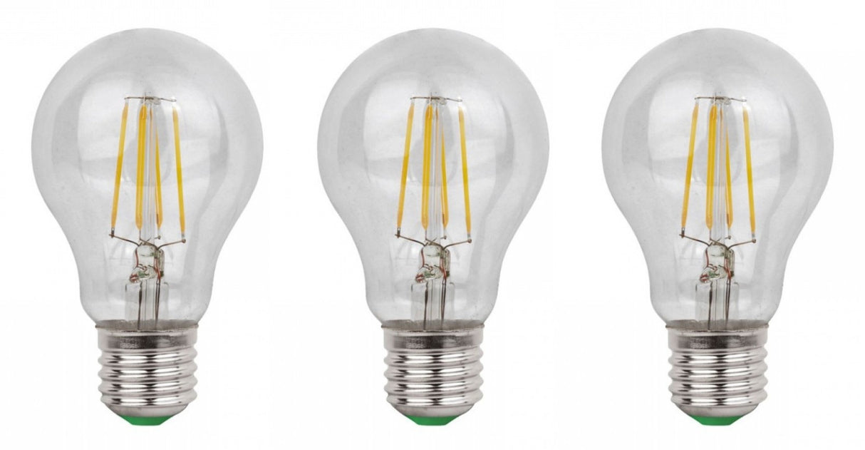 E27 LED lamp 3 pieces | light bulb A60 | 6W=60W | warm white filament 2700K