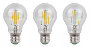 Filament lamp E27, LED 6W vervangt 60W, daglichtwit 6500K, 3 stuks