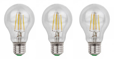Filament lamp E27, LED 6W vervangt 60W, daglichtwit 6500K, 3 stuks