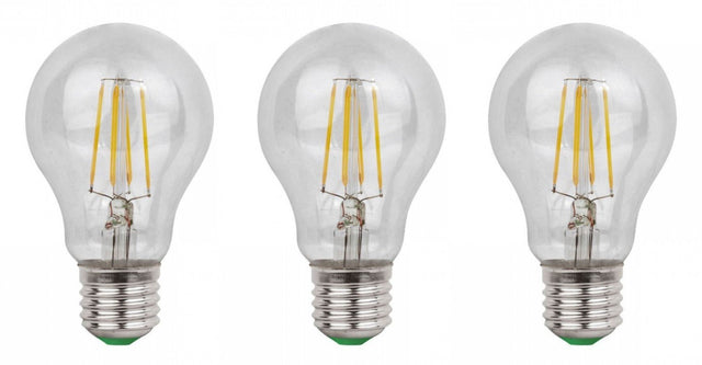E27 LED lamp 3 stuks | gloeilamp A60 | 8W=80W | daglichtwit filament 6500K - LEDPLANET.NL