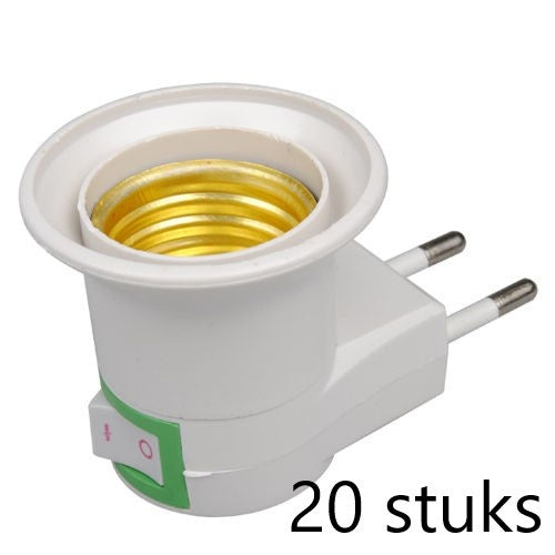 LED-Lampenfassung E27 mit Stecker - 20 Stück | Ein-/Ausschalter | im Innenbereich IP20 | Beige