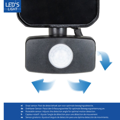 LED Schijnwerper 1400 lumen - 10W - Koelwit 4000K - Bewegingssensor - Daglichtsensor - IP65 Waterdicht