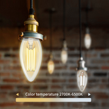 Candle bulb E14 4.5W WiFi + Bluetooth CCT 2700K-6500K | Smart lamp C35 - warm white - daylight white filament LED ~ 470 Lumen - clear glass - 230 Volt