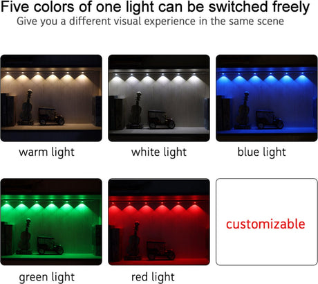 EasyFix Schrankbeleuchtung – Unterbaubeleuchtung mit Bewegungssensor – RGB-Funktion – 3 Lichtpunkte – Kabellos und wiederaufladbar (USB-C) – 35 cm
