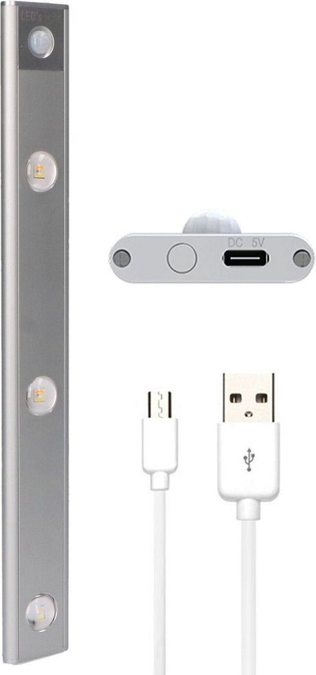 EasyFix Schrankbeleuchtung – Unterbaubeleuchtung mit Bewegungssensor – RGB-Funktion – 3 Lichtpunkte – Kabellos und wiederaufladbar (USB-C) – 35 cm