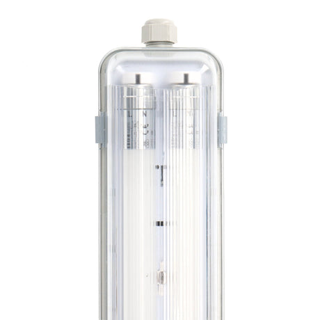 LED-Doppelleuchte, feuchtigkeitsbeständig, 60 cm – 2220 Lumen – 12 W – Kaltweiß (4000 K) – Schutzart IP65 – IK08 – Inkl. 2 LED-Röhren