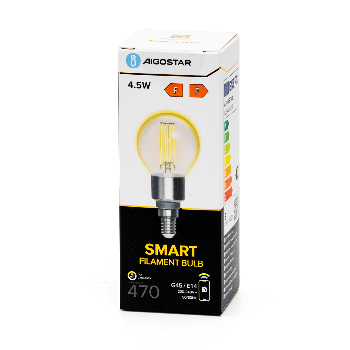 Ball bulb E14 4.5W WiFi + Bluetooth CCT 2700K-6500K | Smart lamp G45 - warm white - daylight white filament LED ~ 470 Lumen - clear glass - 230 Volt