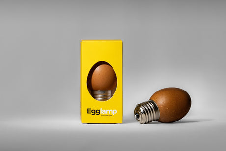 Brown egg lamp, LED lamp with an E27 socket, 400 lm, 3000K, IP20, packaged in a yellow box