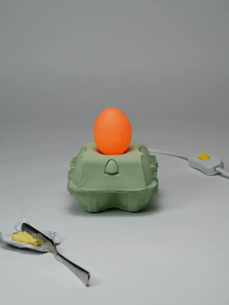 EggboxLAMP Mint LED lamp met ei op eierdoos, moderne vormgeving, ideaal voor sfeerverlichting