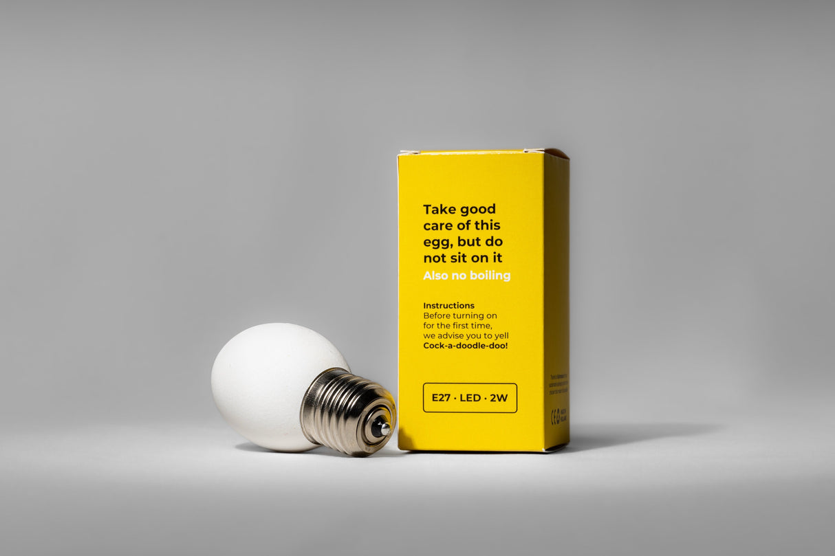 Egglamp wit LED E27 2W met instructies, geschikt voor decoratieve verlichting