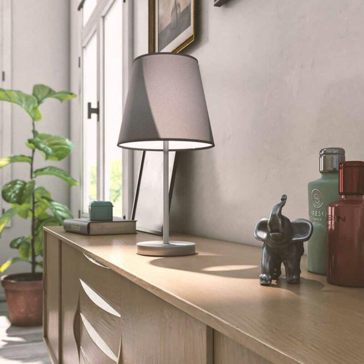 Eleganto LED-Tischleuchte mit Fußschalter – E14-Fassung – Grau – 32 cm