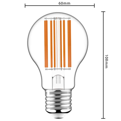 Ultra-LED-Filamentlampe E27 – Energieeffizienzklasse A – Transparent – ​​3,8 W = 60 W