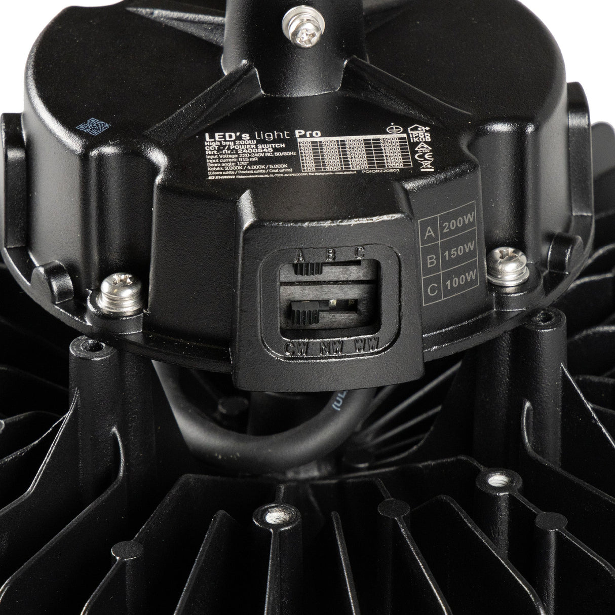 LED-Hallenleuchte 200 W – 30.000 Lumen – 3000 K/4000 K/5000 K – Schutzart IP65 – Dimmbar mit Schalter