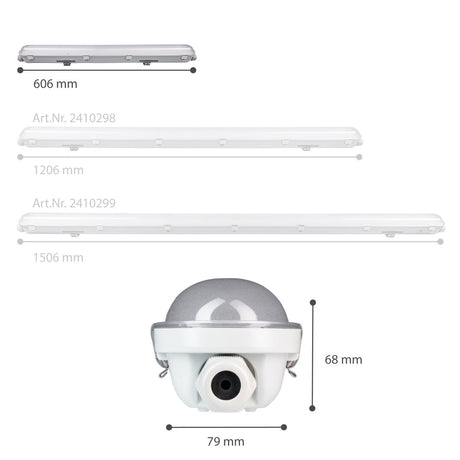 LED Feuchtraumleuchte - 2650 lm - 15W - Kaltweiß 4000K - 120° - IP65 - IK08 - 60cm - 230V - 4 Stück