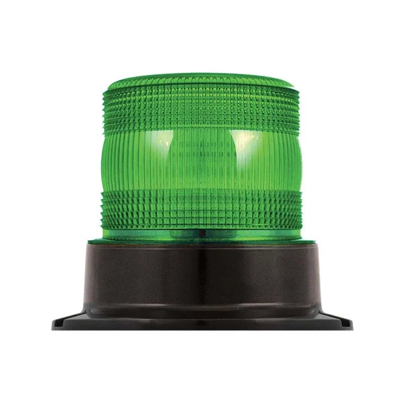 LED Flashing Beacon Green - R10 Approved - 10-30V - IP67 Waterproof - DIN Mounting Base