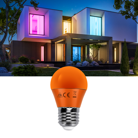 G45 kogellamp 5 stuks | E27 LED lamp 4W=30W gloeilamp | oranje licht