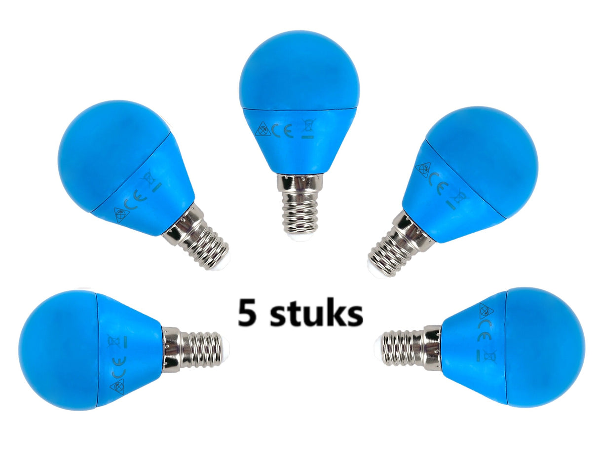 G45 kogellamp 5 stuks | E14 LED lamp 4W=30W gloeilamp | blauw licht