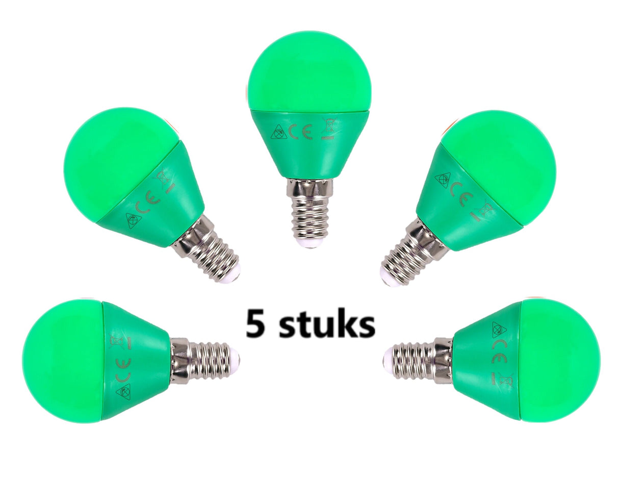 G45 ball bulb 5 pieces | E14 LED lamp 4W=30W incandescent lamp | green light