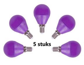G45 spherical bulb 5 pieces | E14 LED bulb 4W=30W incandescent bulb | purple light - LEDPLANET.NL