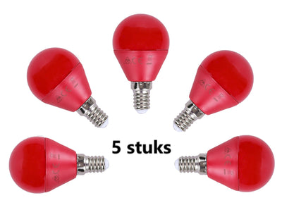 G45-Kugellampe, 5 Stück | E14-LED-Lampe 4 W = 30-W-Glühlampe | rotes Licht – LEDPLANET.NL