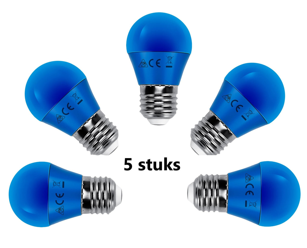 G45 kogellamp 5 stuks | E27 LED lamp 4W=30W gloeilamp | blauw licht - LEDPLANET.NL