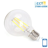 Globe E27 gloeilamp 6W WiFi CCT 2700K - 6500K | G80 - warmwit - daglichtwit LED ~ 850 Lumen - helder glas - 230 Volt - LEDPLANET.NL