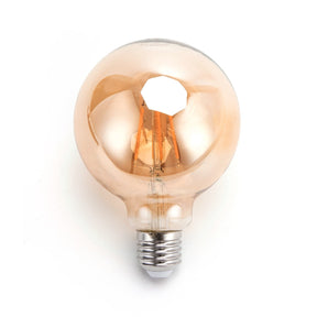 Globe-Glühbirne G95 – E27 – bernsteinfarbenes Glas | 6 W = 45 W | Flammenfilament 2200 K – LEDPLANET.NL