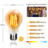 Gloeilamp E27 10 stuks | LED 8W=63W warmwit | 850 Lumen - 2200K - amber glas - LEDPLANET.NL