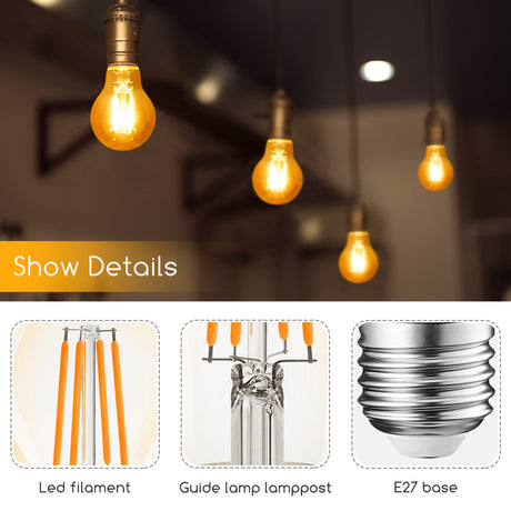 Ampoule E27 10 pièces | LED 8 W=63 W blanc chaud | 850 lumens - 2200 K - verre ambré - LEDPLANET.NL