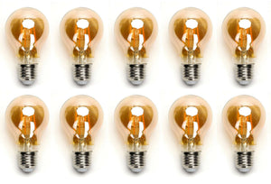 Gloeilamp E27 10 stuks | LED 8W=63W warmwit | 850 Lumen - 2200K - amber glas
