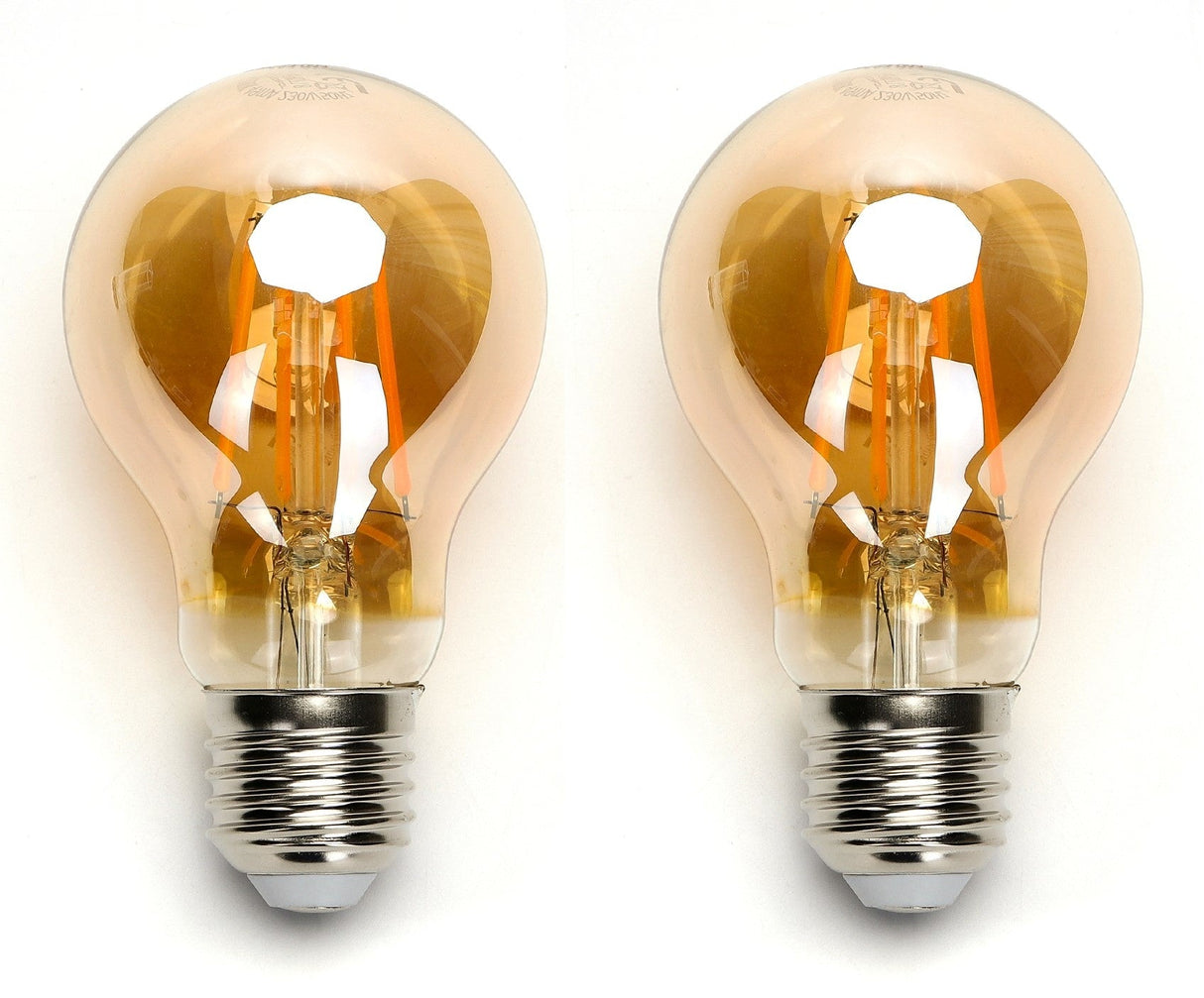 Gloeilamp E27 2 stuks | 6W=45W warmwit | 2200K - amber glas - LEDPLANET.NL
