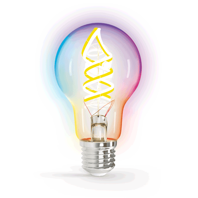 Glühbirne E27 4.9 W WLAN + Bluetooth RGBW | Smart-Lampe A60 – Warmweiß – RGB-LED ~ 420 Lumen – klares Glas – 230 Volt – LEDPLANET.NL