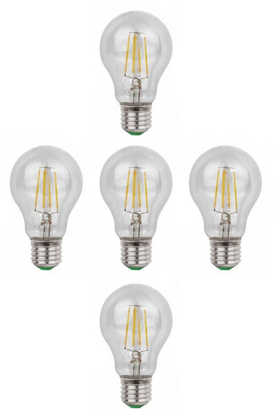 Gloeilamp E27 5 stuks, LED 6W=60W halogeen vervanger, daglichtwit filament 6500K
