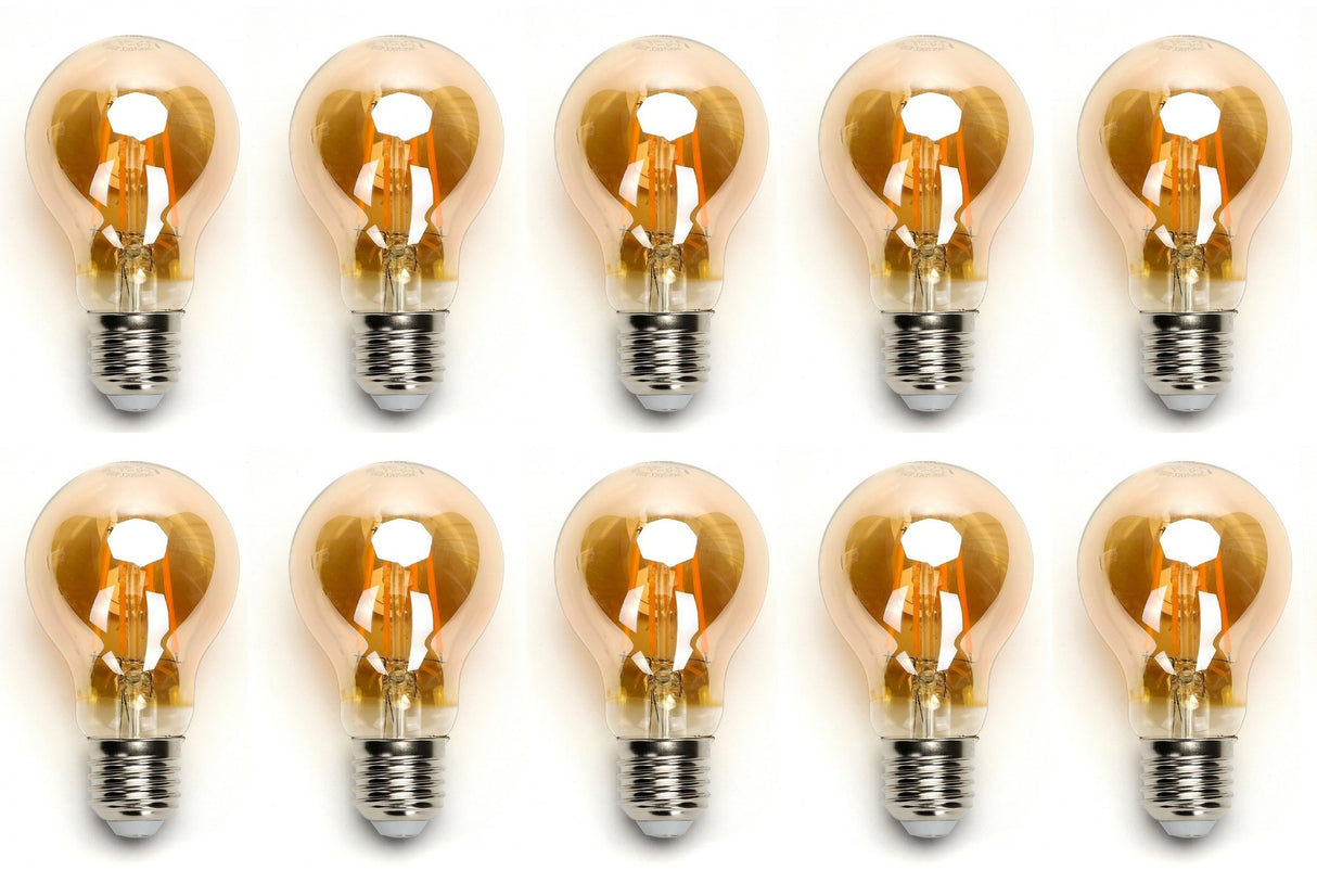 Light bulb E27 10 pieces | 6W=45W warm white | 2200K - amber glass