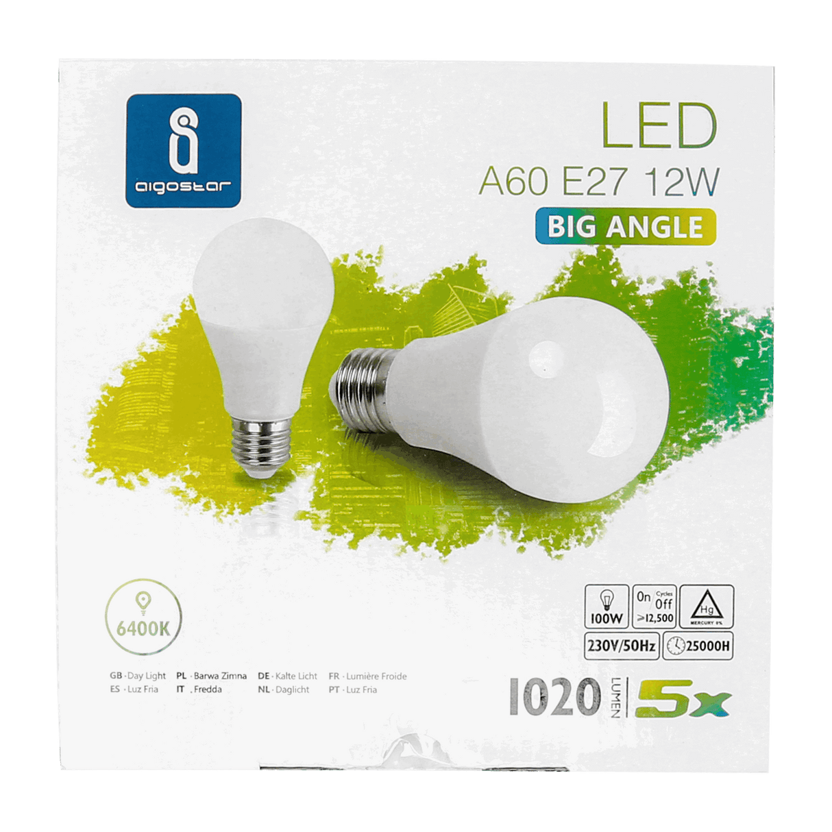 Gloeilamp E27 | LED 12W~100W halogeenvervanger | daglichtwit 6400K 1020Lm | 5 stuks | 230V - LEDPLANET.NL