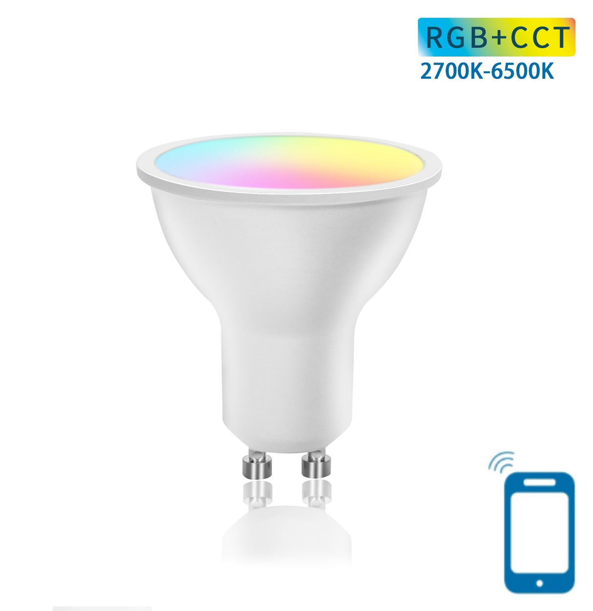 GU10 spot WiFi RGB+CCT 2700K-6500K | PAR16 warm white - daylight white - RGB - LED 5W=37W halogen lamp - 230V 