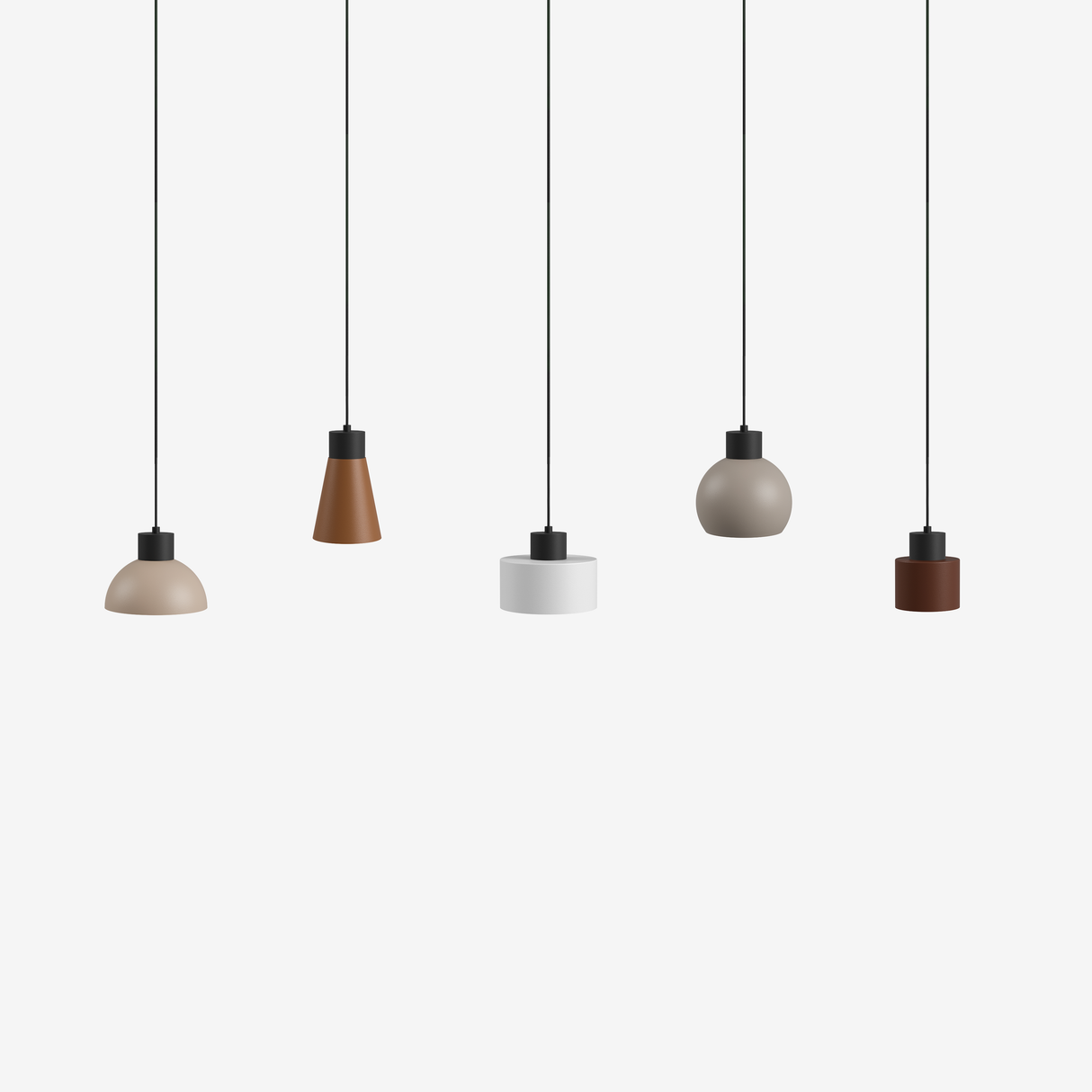 Moderne hanglamp 5 lichtpunten met diverse vormen en kleuren voor een stijlvolle inrichting