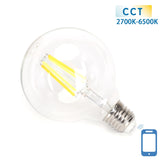 Globe E27 light bulb 6W WiFi CCT 2700K-6500K | G95 - warm white - daylight white LED ~ 850 Lumen - clear glass - 230 Volt