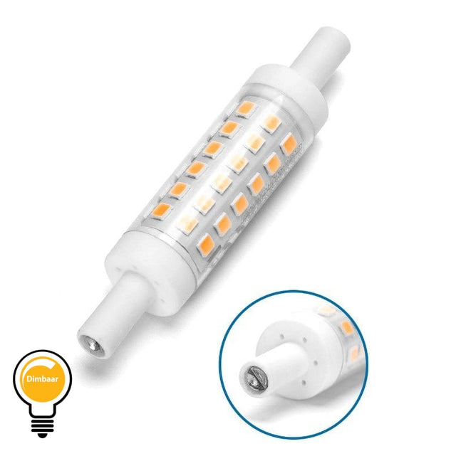 R7s staaflamp daglichtwit 6000K dimbaar - triac | 78mmx15mm - LED 5W=45W halogeen - 450~500 Lumen - DIMBAAR