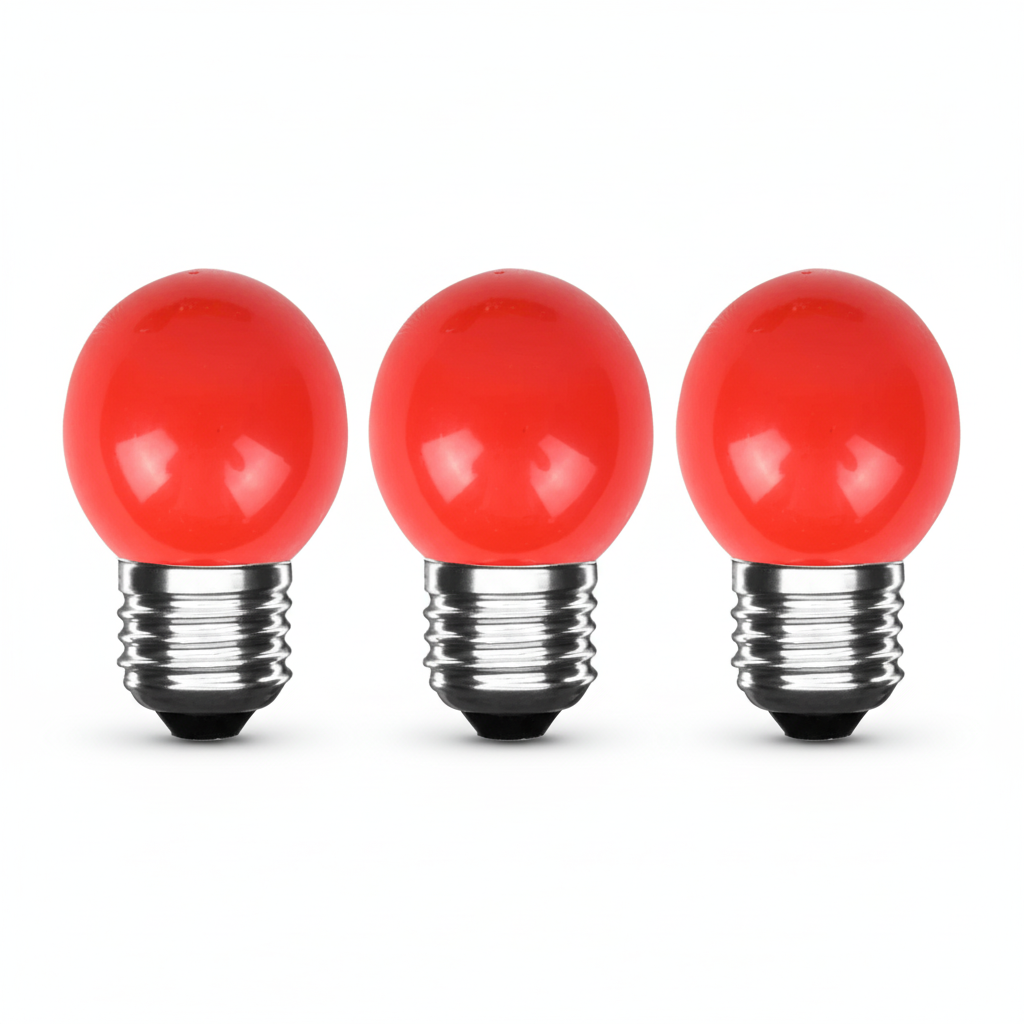 3x rode LED kogellamp E27 G45 230V - Prismica