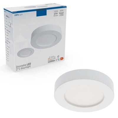 Spot LED encastrable 1200 lumens – 12 W – Blanc froid 4000 K – Dimmable – Température de couleur sélectionnable – IP44 – Blanc