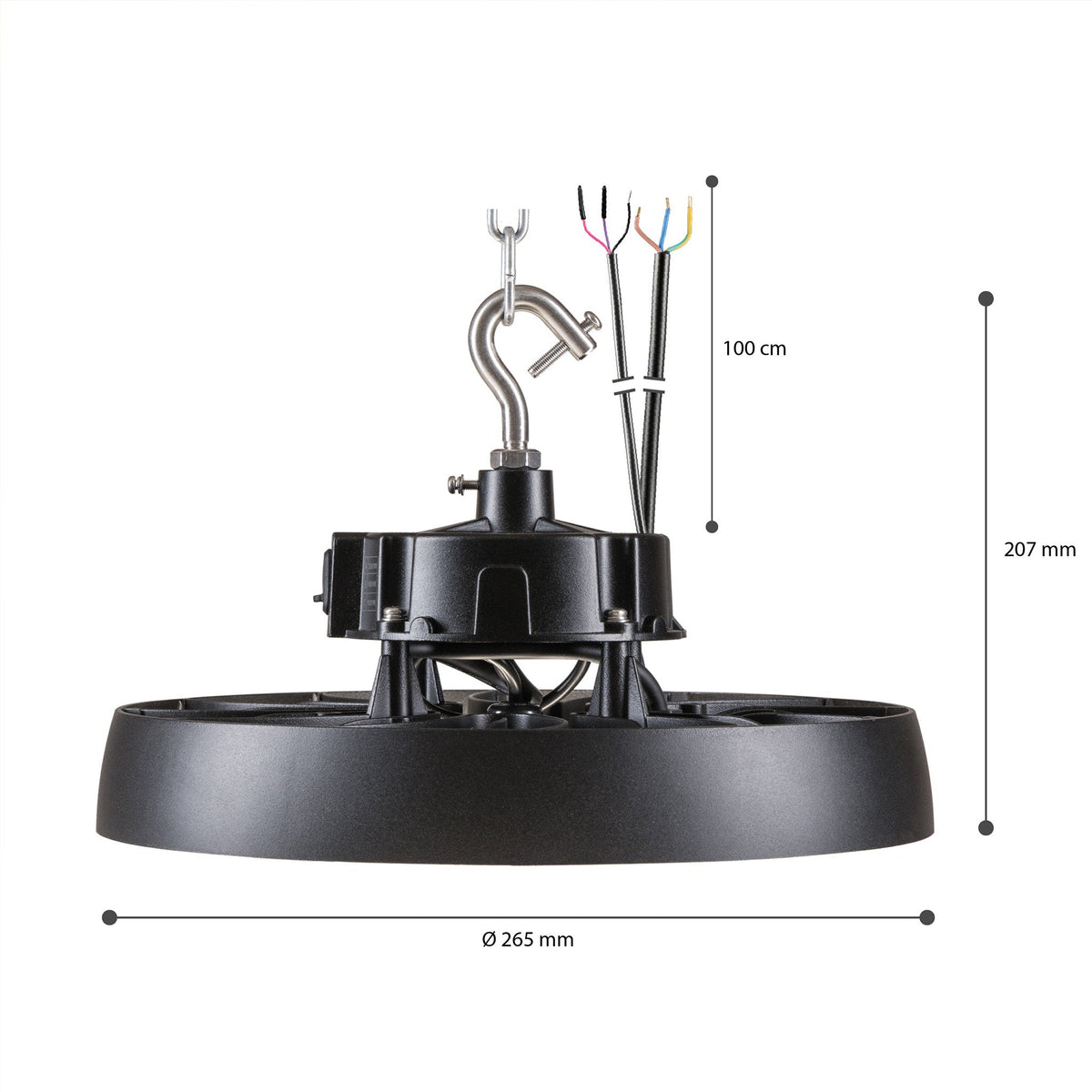 Industriële LED verlichting 265mm 10000lm 4000K IP65 voor hoge plafonds