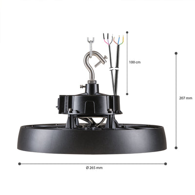 Industriële LED verlichting 265mm 10000lm 4000K IP65 voor hoge plafonds