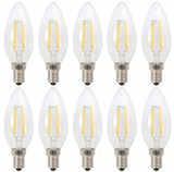 Kaarslamp E14 - 10 stuks | LED 4W=40W traditioneel licht | daglichtwit filament 6500K - 230 Volt - LEDPLANET.NL