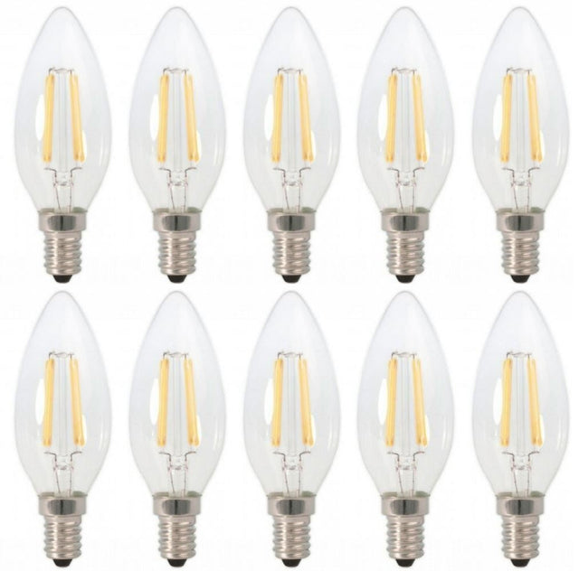 Kaarslamp E14 - 10 stuks | LED 4W=40W traditioneel licht | daglichtwit filament 6500K - 230 Volt - LEDPLANET.NL