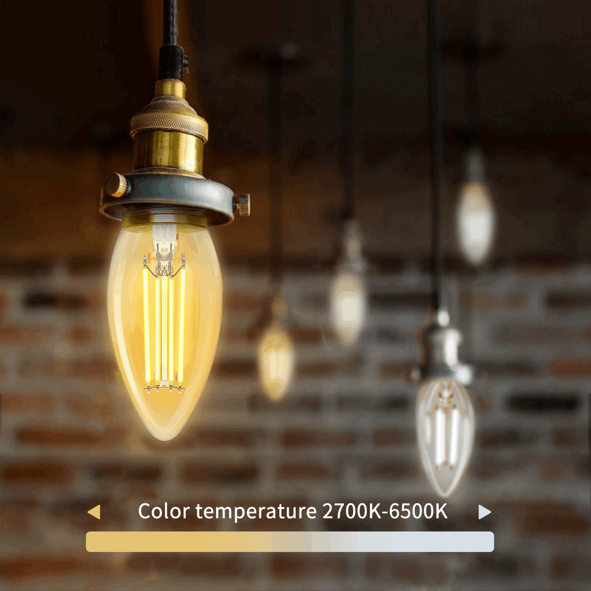 Kaarslamp E14 4.5W WiFi + Bluetooth CCT 2700K - 6500K | Smartlamp C35 - warmwit - daglichtwit filament LED ~ 470 Lumen - amber glas - 230 Volt - LEDPLANET.NL