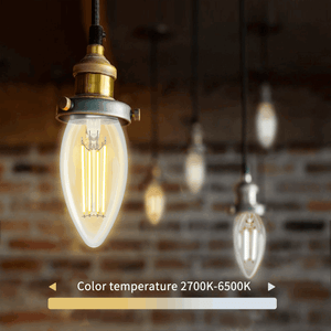 LED kaarslamp E14 WiFi+Bluetooth CCT 2700K-6500K - 4.5W 470 lumen - filament helder glas