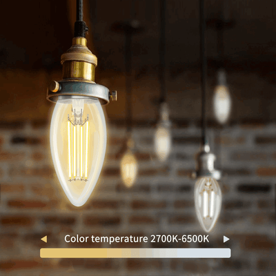 Ampoule flamme E14 4,5 W WiFi + Bluetooth CCT 2700 K - 6500 K | Ampoule connectée C35 - blanc chaud - blanc lumière du jour à filament LED ~ 470 lumens - verre transparent - 230 volts - LEDPLANET.NL