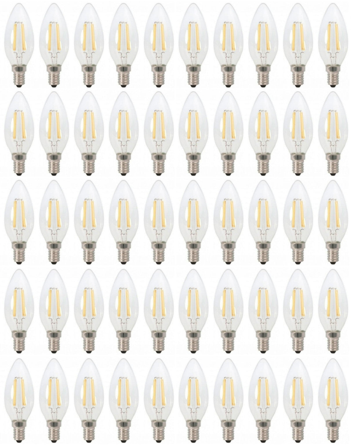 Kaarslamp E14 - 50 stuks | LED 4W=40W traditioneel licht | warmwit filament 2700K - 230 Volt - LEDPLANET.NL